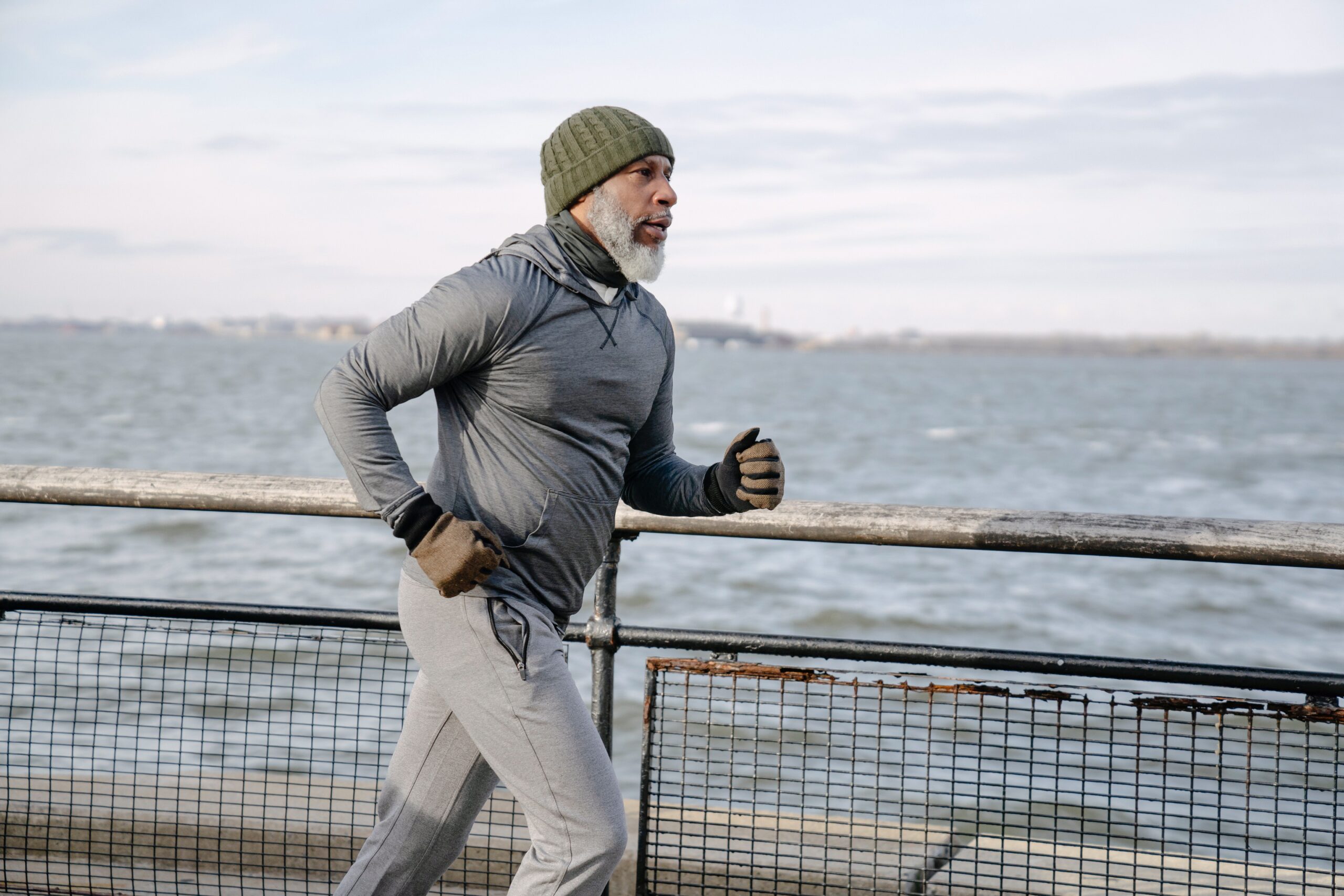 Man running outside with running gear on